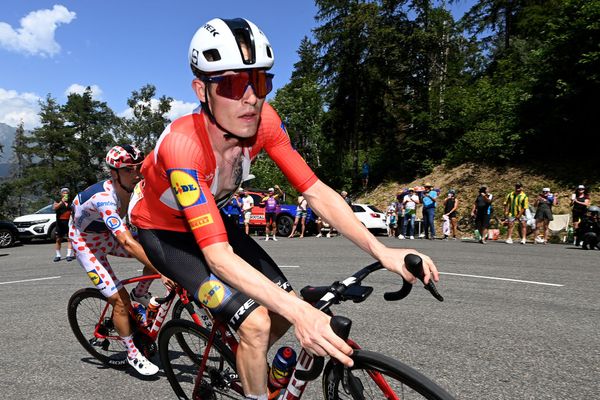 Mattias Skjelmose (Lidl-Trek) on the attack at the 2023 Tour de France