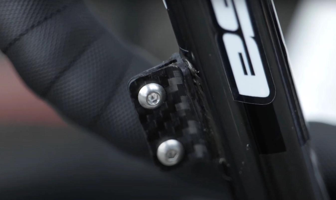 The small carbon fibre number holders are a simple an neat solution for mounting numbers to the rear of the seatpost