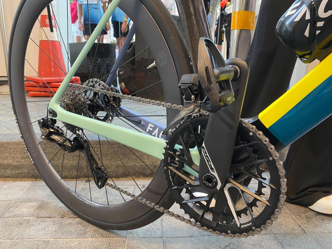 An FSA crankset on the otherwise Dura-Ace set-up