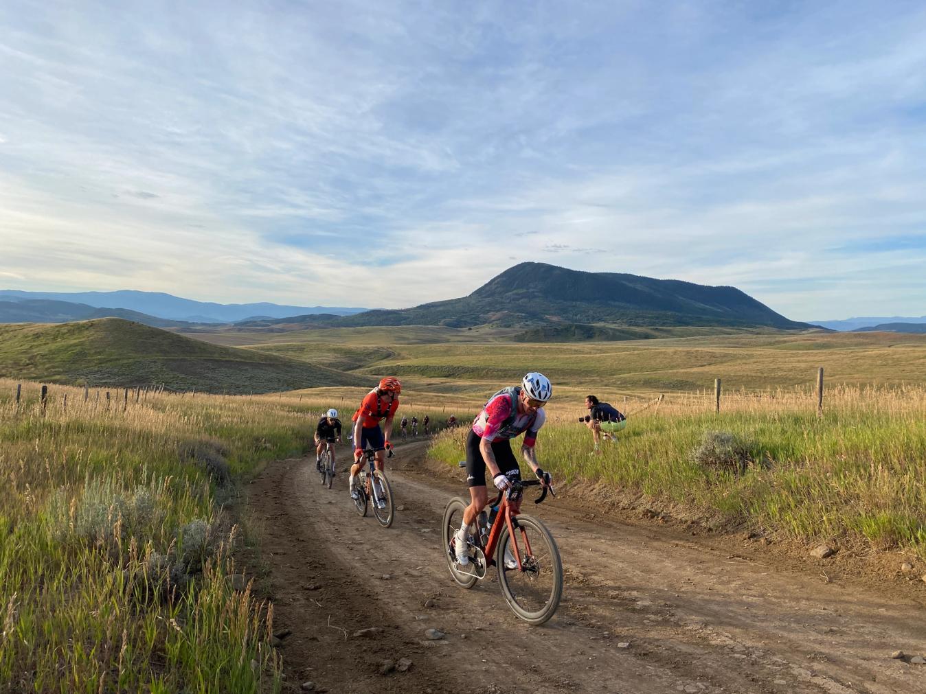 Swenson leading his Team USA teammate, Brennan Wertz, early doors at the SBT GRVL this August. SBT and Unbound are seen widely as the two biggest gravel races in the world