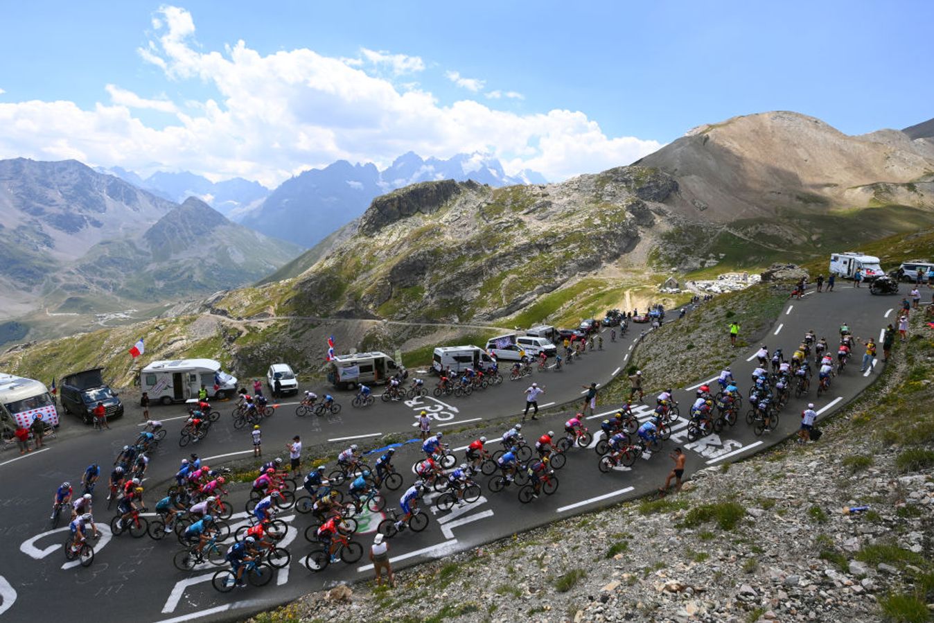 Riders take on four climbs, finishing with the Galibier and Alpe d'Huez