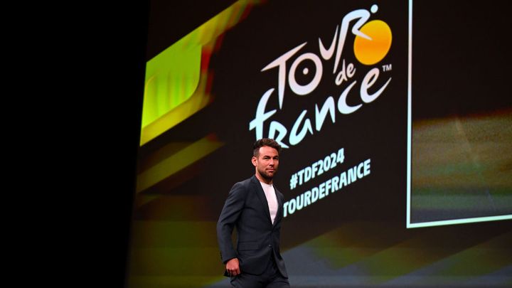 Mark Cavendish at the Tour de France route presentation in Paris