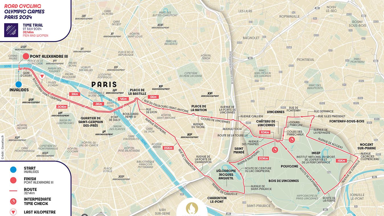 The time trial courses for the Paris 2024 Olympic Games