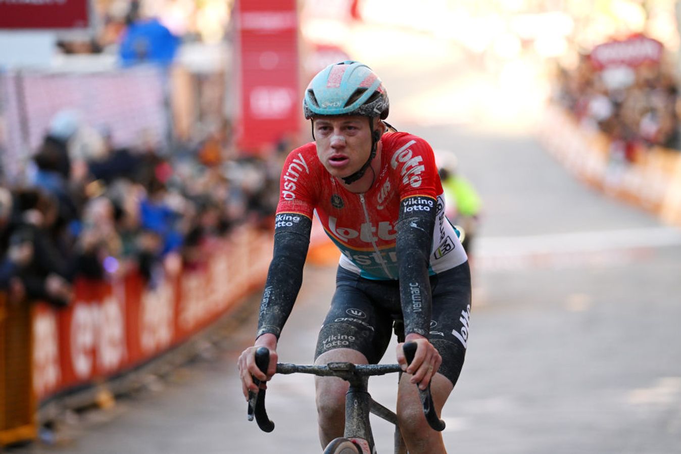 Maxim Van Gils finished on the podium of Strade Bianche