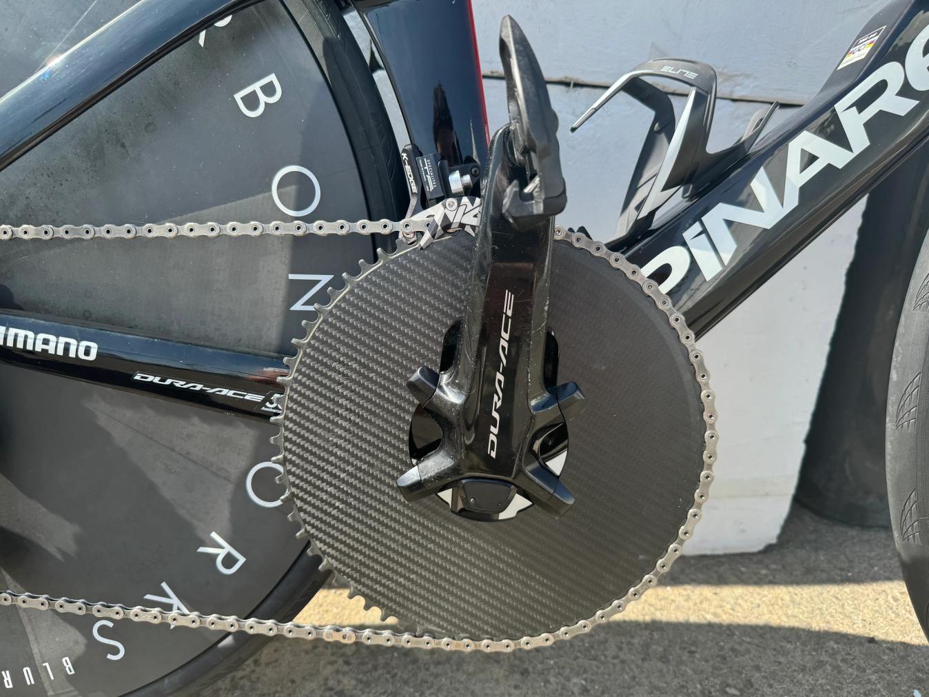 His Ineos Grenadiers teammate Ben Swift used a slightly smaller 66t set-up. They were made possible by Digirit chainrings, except these weren’t designed for the road or time trialling, but for the track