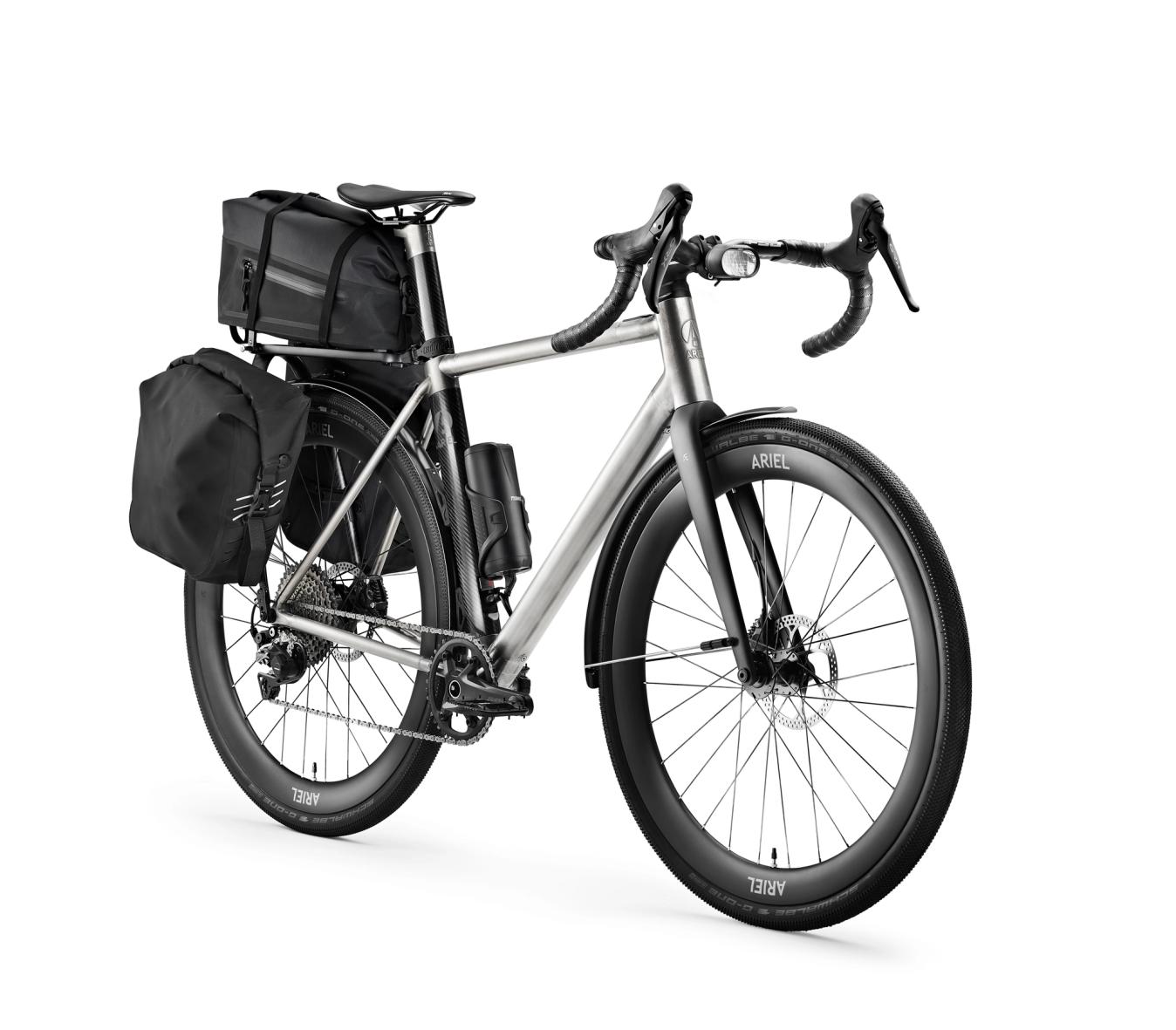 The Dash Adventure can be configured with a Tailfin rear rack ideal for bikepacking 