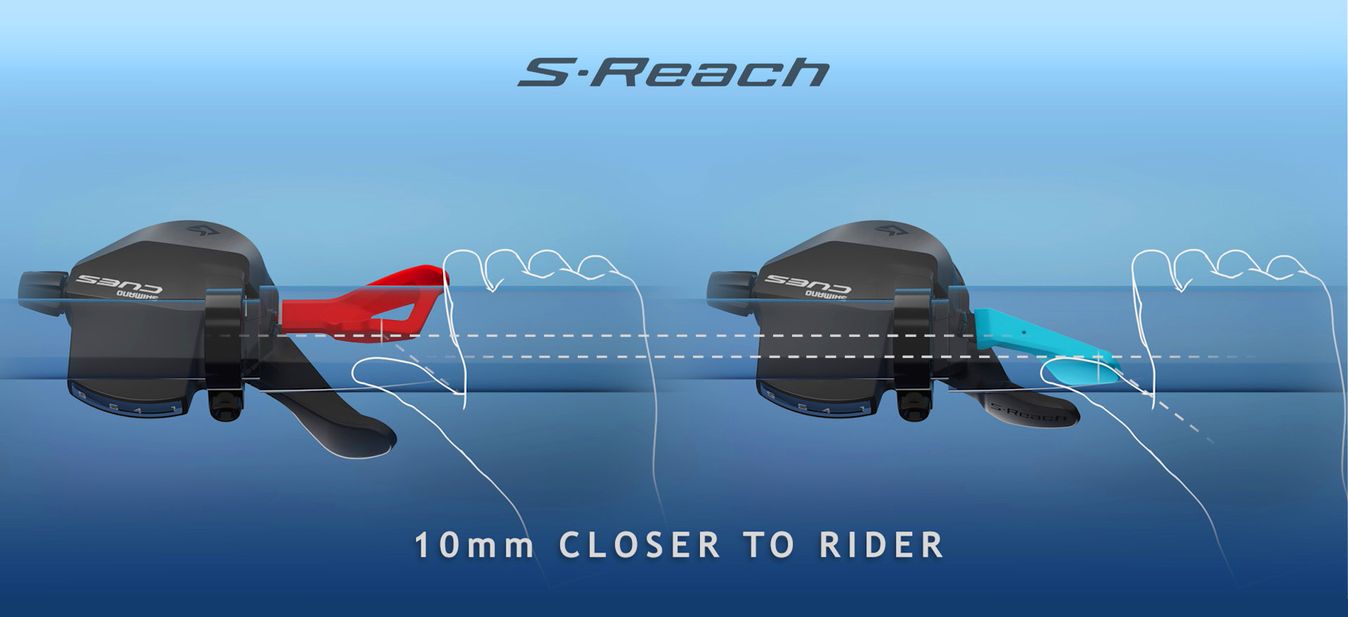 The new S-Reach shifter revises the triggers to bring them closer to the bar