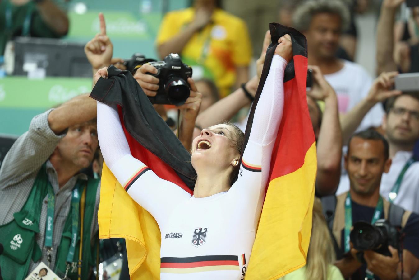 Kristina Vogel after taking gold in the Rio 2016 Olympics