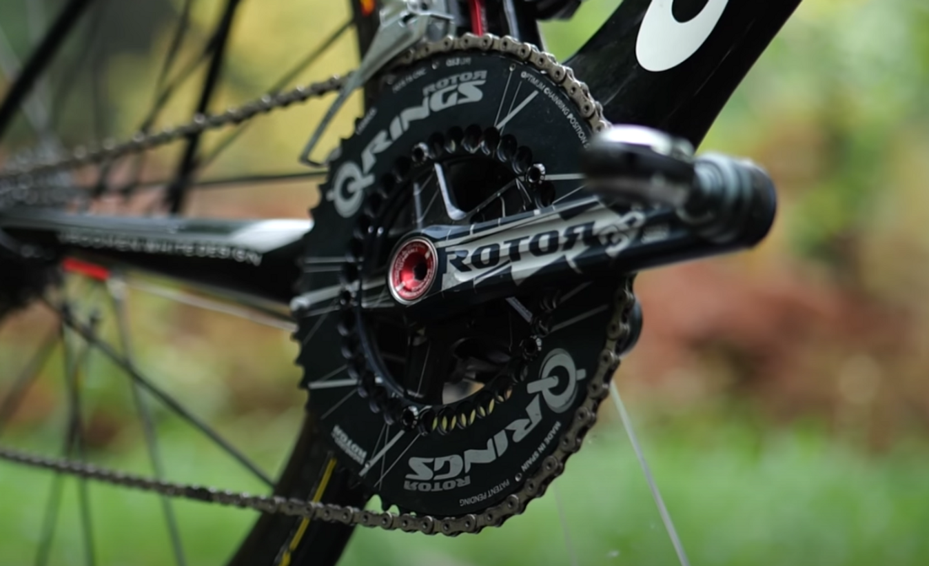 A Rotor crankset was combined with SRAM's Red groupset