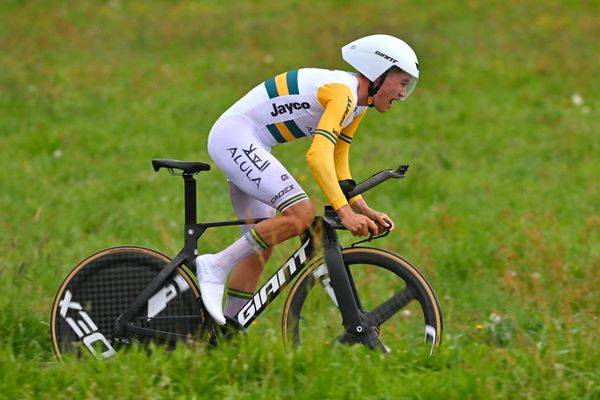 Luke Plapp with some new gear at the Tour de Romandie TT