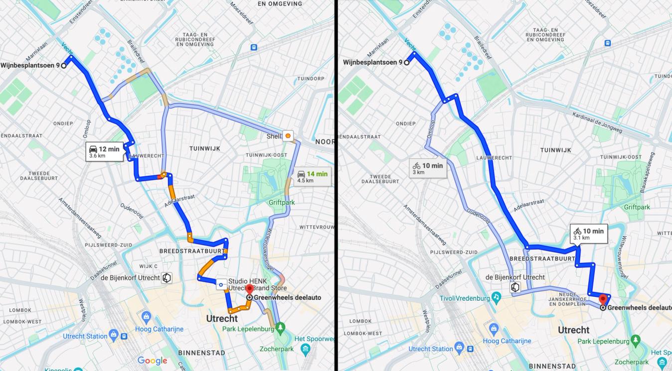 Quicker by bike: a typical journey into Utrecht, Netherlands