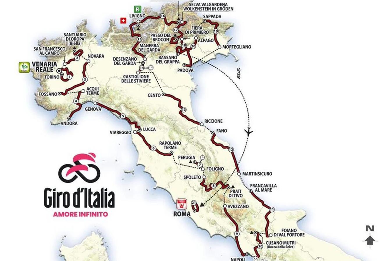 The route for the 2024 Giro d'Italia