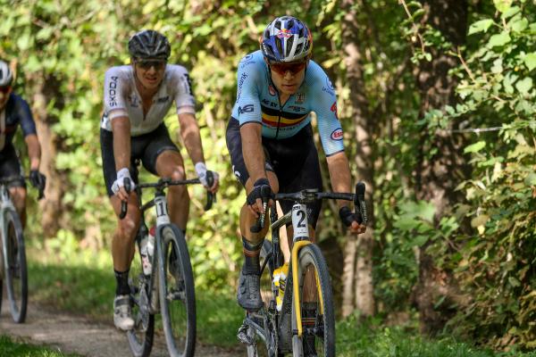 Wout van Aert went from 105th to eighth over the course of the Gravel World Championships race