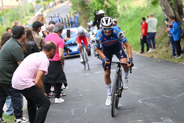 Julian Alaphilippe makes his winning move on stage 12 of the Giro d'Italia