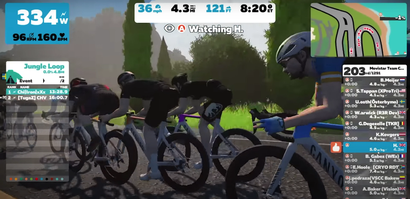 Compete against others through Zwift races