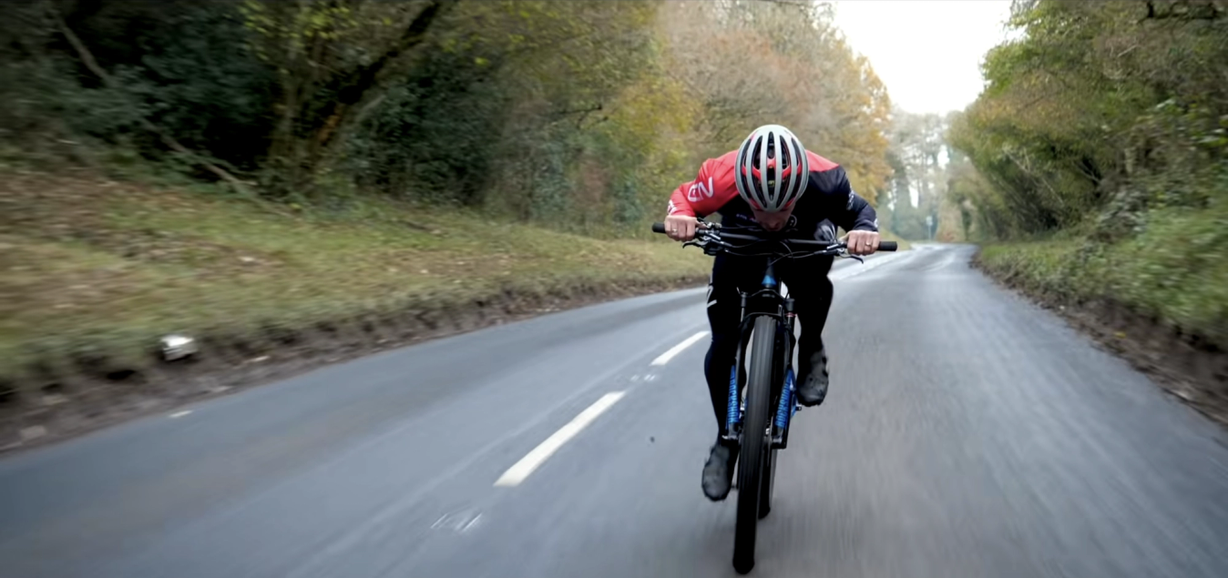 No matter how low you get, a mountain bike won't be as aerodynamic