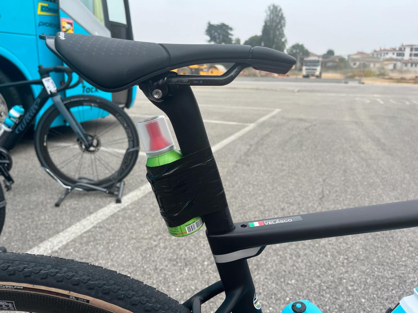 Astana Qazaqstan were one of a number of teams taping sealant to their bikes