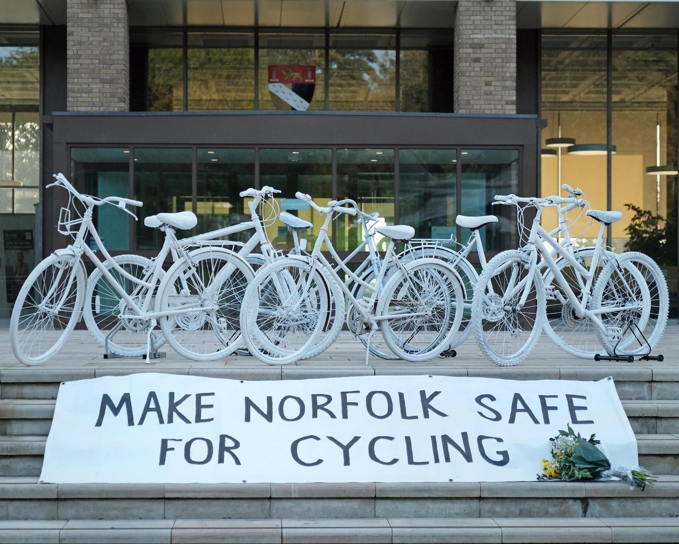 A powerful protest outside Norfolk council offices in memory of six cyclists killed on Norfolk's streets