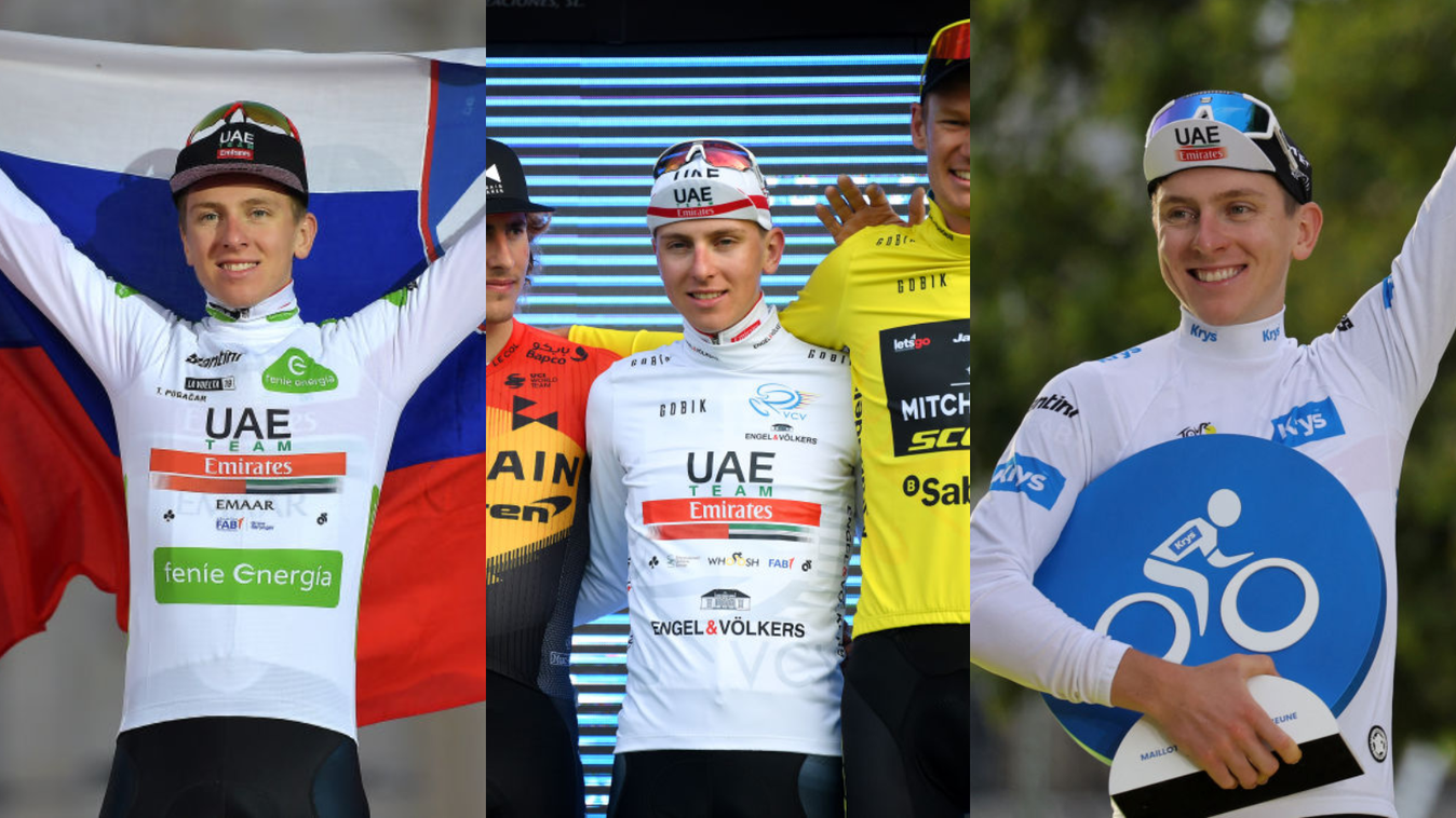 Tadej Pogačar's various spells in the white jersey, from the Vuelta in 2019 to the Tour in 2023