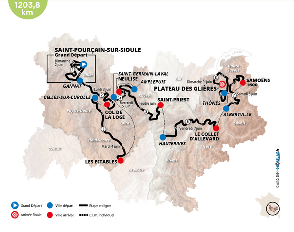 Critérium du Dauphiné 2024 route map