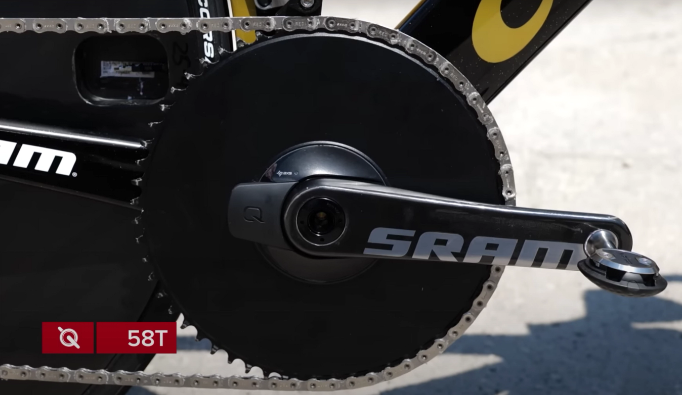 The bike has a large 58-tooth chainring for flat courses but this can be changed for trickier terrain.
