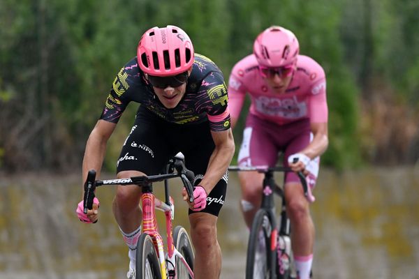 Mikkel Honoré went on the attack on stage 3 of the Giro d'Italia but was followed by Tadej Pogačar 