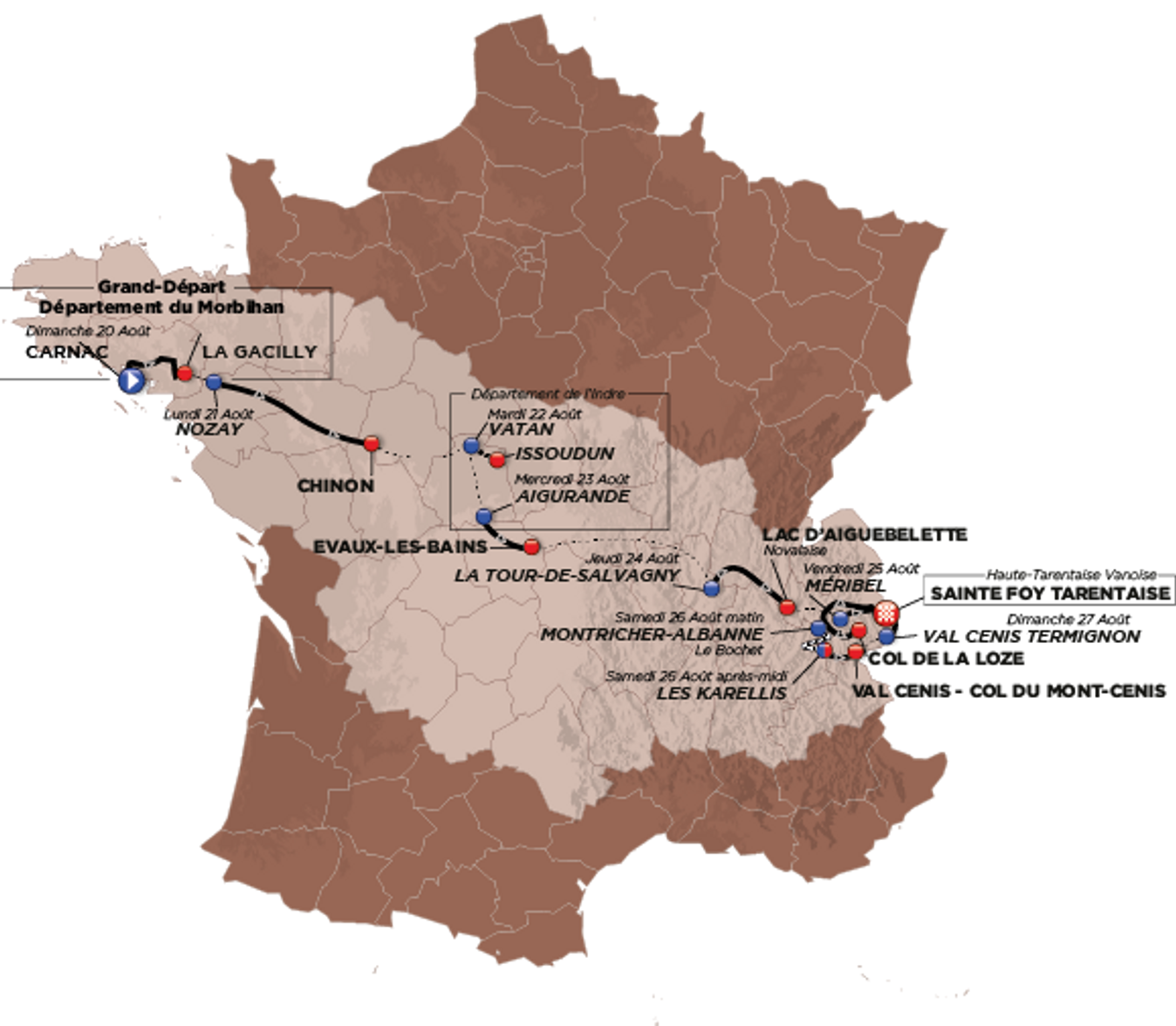 Tour de l'Avenir 2023 route map