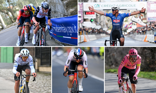 Pogacar, Van der Poel, Laporte, Mohoric, and Bettiol (L-R, T-B) are among the contenders for Milan-San Remo