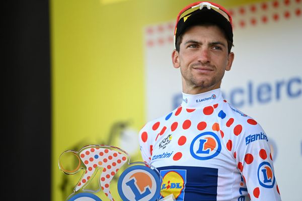 Giulio Ciccone in the polka-dot jersey at the 2023 Tour de France