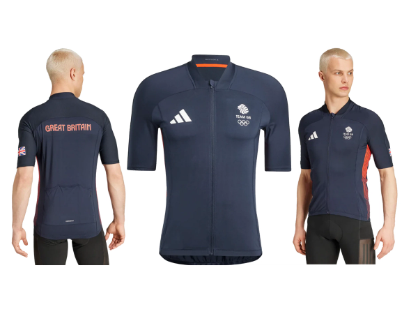 An Adidas cycling jersey as spotted on the Team GB website, featuring a similar design to the newly-launched Olympics apparel