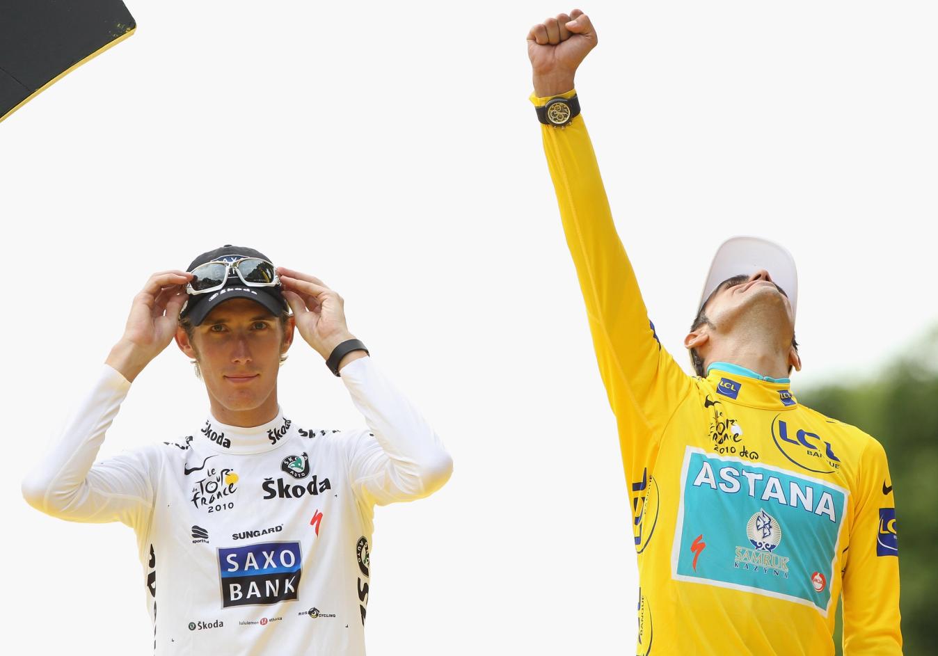 Contador and Schleck on the final podium in Paris. While two never ran back the showdown in the same ferocity of 2010, the next year was once again a race to remember in part due to their tenacity 
