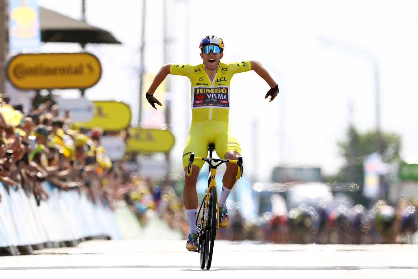 'Red Bull gives you the wings' is the message from Wout van Aert as he wins stage 4 of the 2022 Tour de France