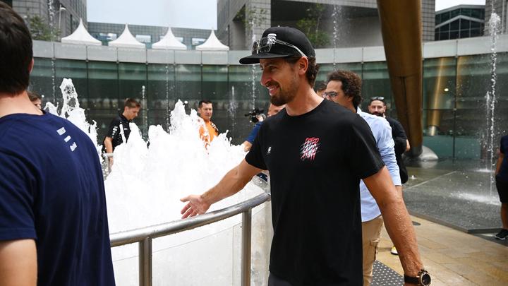 Peter Sagan made sure to walk around Singapore's Fountain of Wealth three times to bring himself good luck for 2024