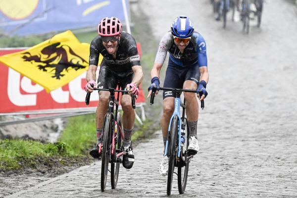 Alberto Bettiol (left) was unlucky to come away from the Tour of Flanders empty-handed, with his battling performance deserving of so much more