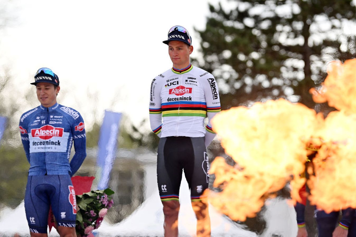 This team is on fire: Mathieu van der Poel and Jasper Philipsen on the podium of Paris Roubaix