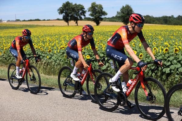 Tom Pidcock (centre) and Carlos Rodríguez (right) are set to lead Ineos Grenadiers at the Tour de France
