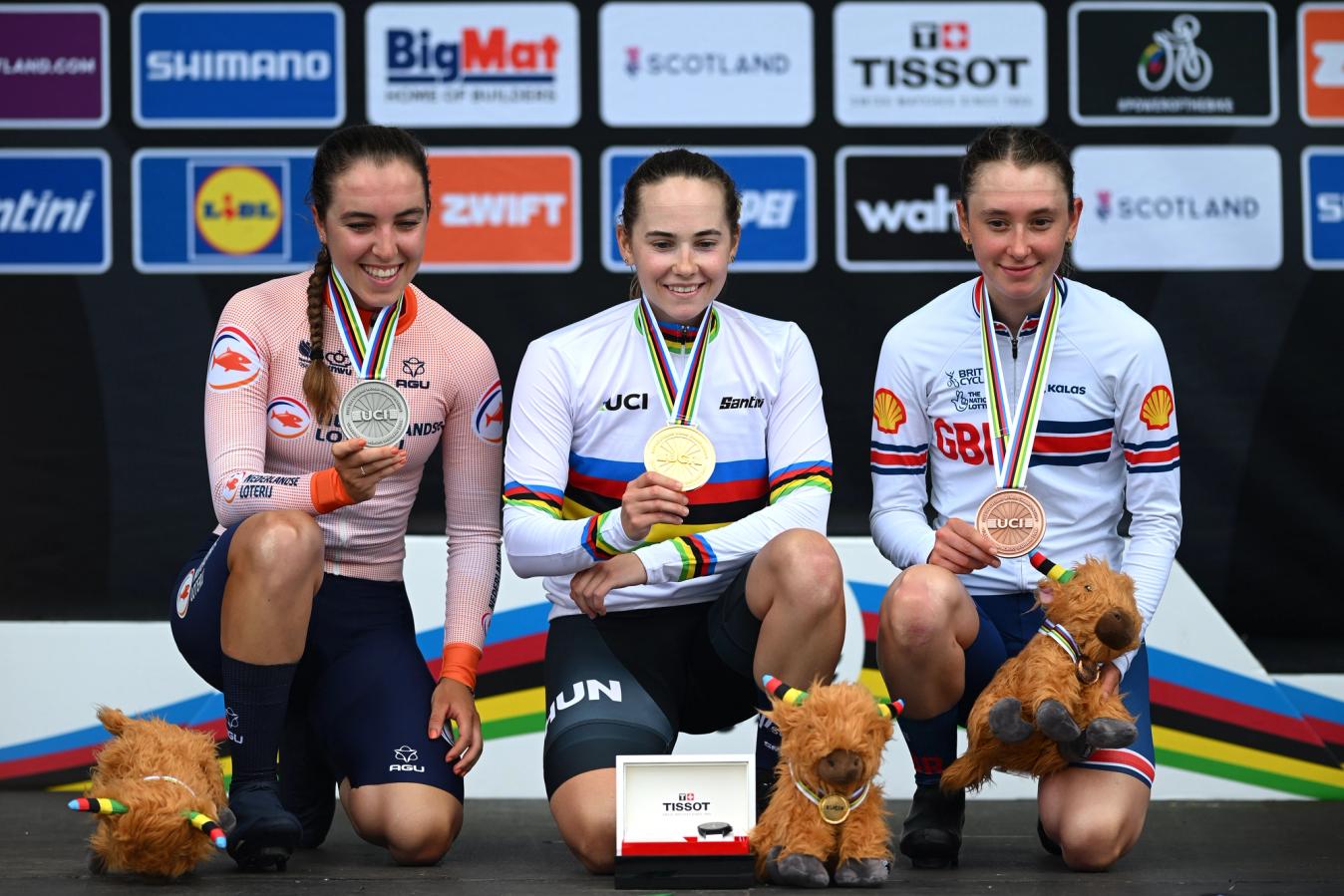 Shackley (right) finished third in the under-23 road race at last year's UCI World Championships in Glasgow
