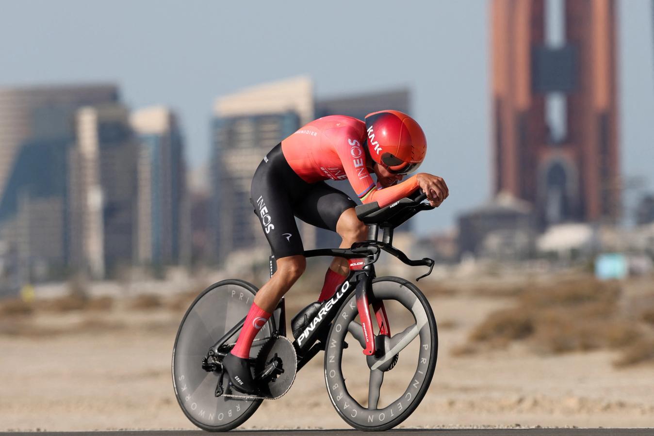Foss made waves at the UAE Tour when he sported a 68-tooth chainring during the individual time trial