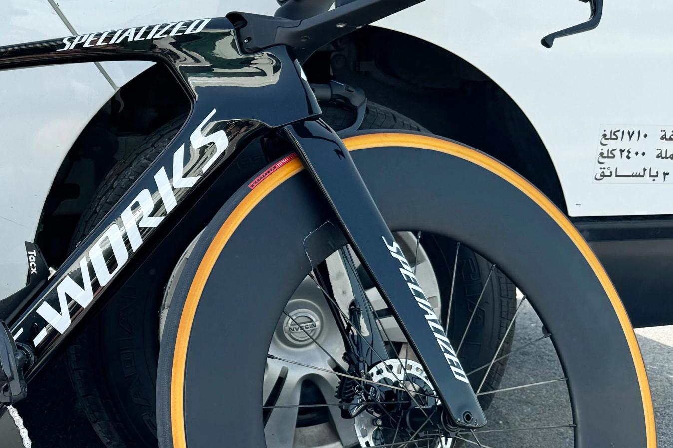 Time trial bikes go through hundreds to thousands of hours of testing in wind tunnels and through CFD. All of that aerodynamic fine-tuning can be hampered by less aerodynamic components. One problem for teams is the valve holes in wheels but Soudal Quick-Step had a simple solution: tape