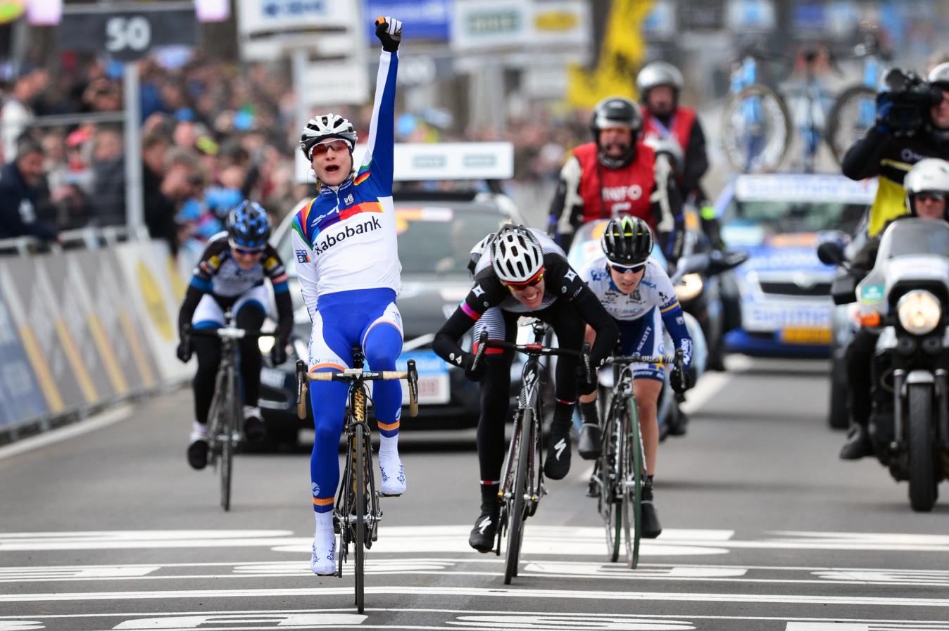 Vos beat Ellen van Dijk to the line in the 2013 Tour of Flanders