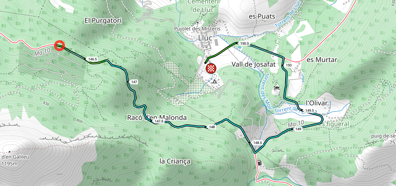 The final 4.6km of Trofeo Serra Tramuntana, racing downhill into Lluc