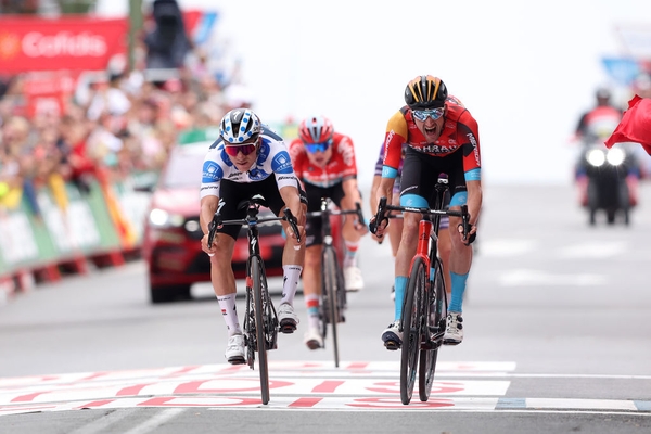 Wout Poels beats Remco Evenepoel to the line