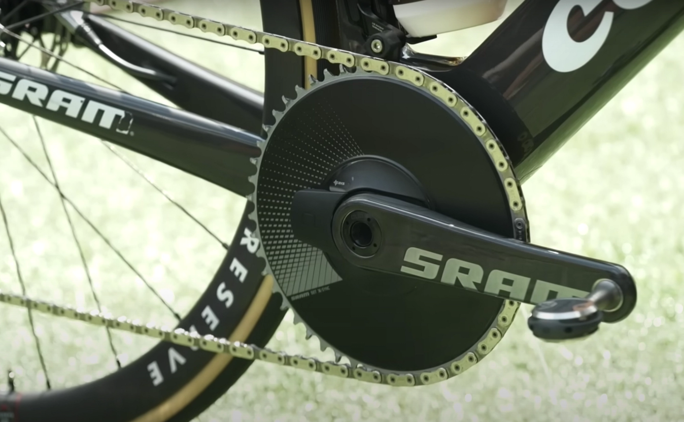 Vingegaard's Cervélo S5 has a 1x setup with a 50-tooth chainring.