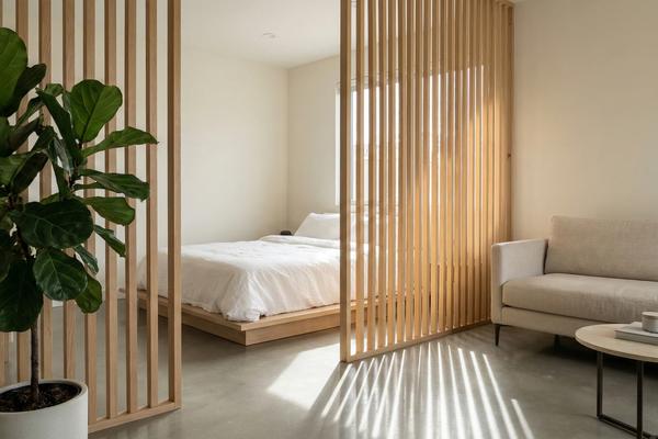 Separador de Ambientes DIY: Listones de Madera Japandi