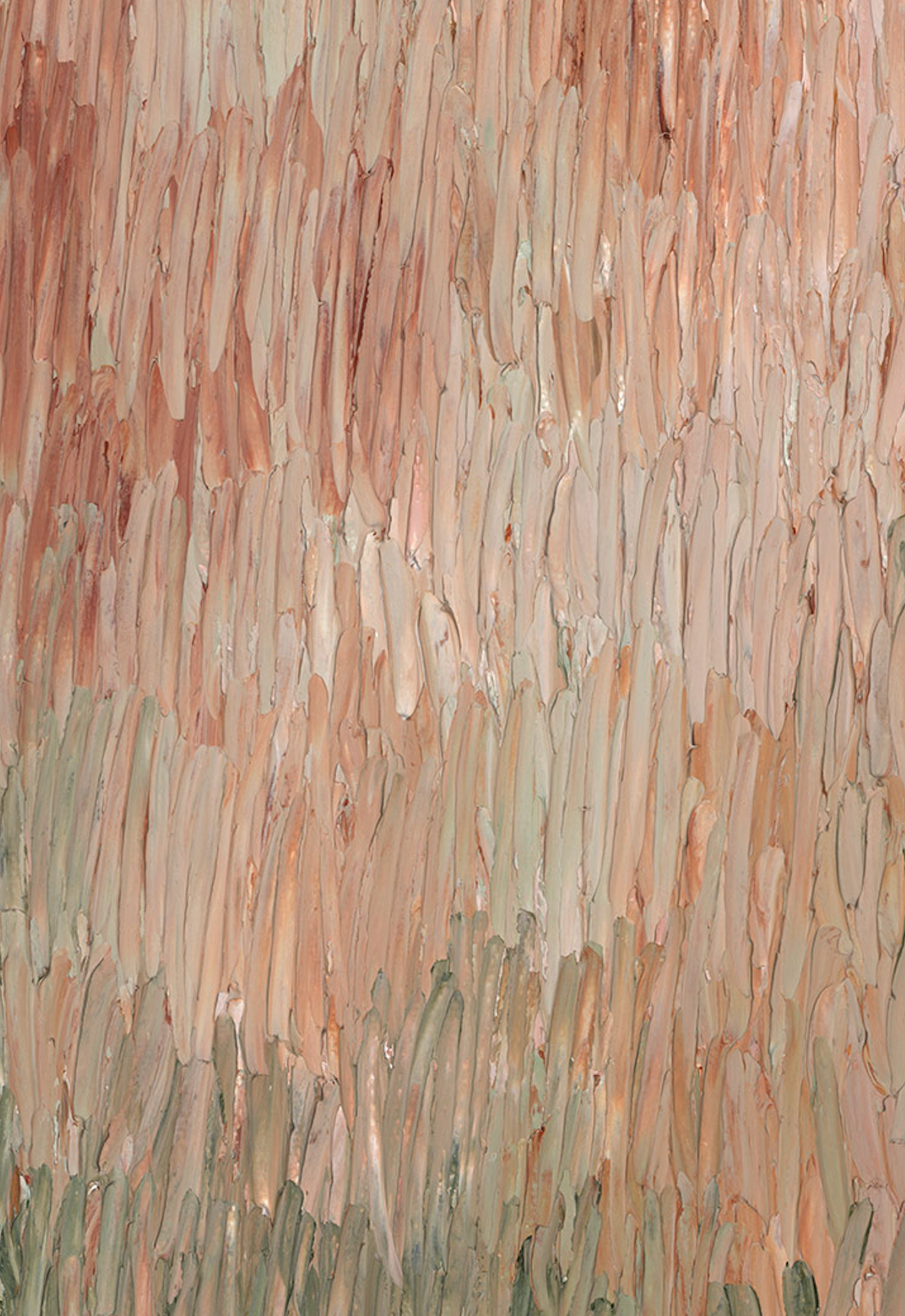 The Season After Pruning close up — oil on canvas, 55 × 45 cm, 2026