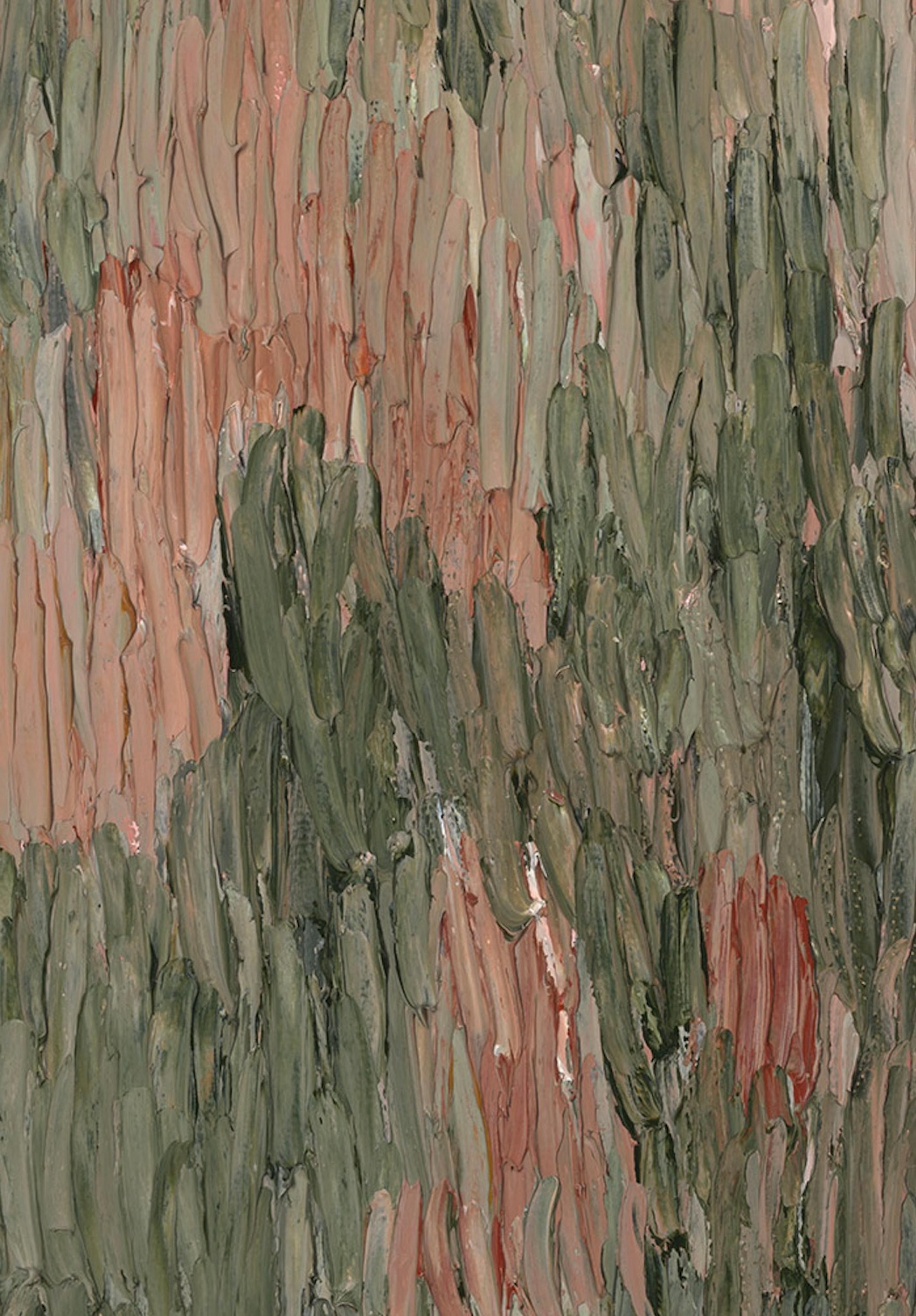 The Season After Pruning close up — oil on canvas, 55 × 45 cm, 2026