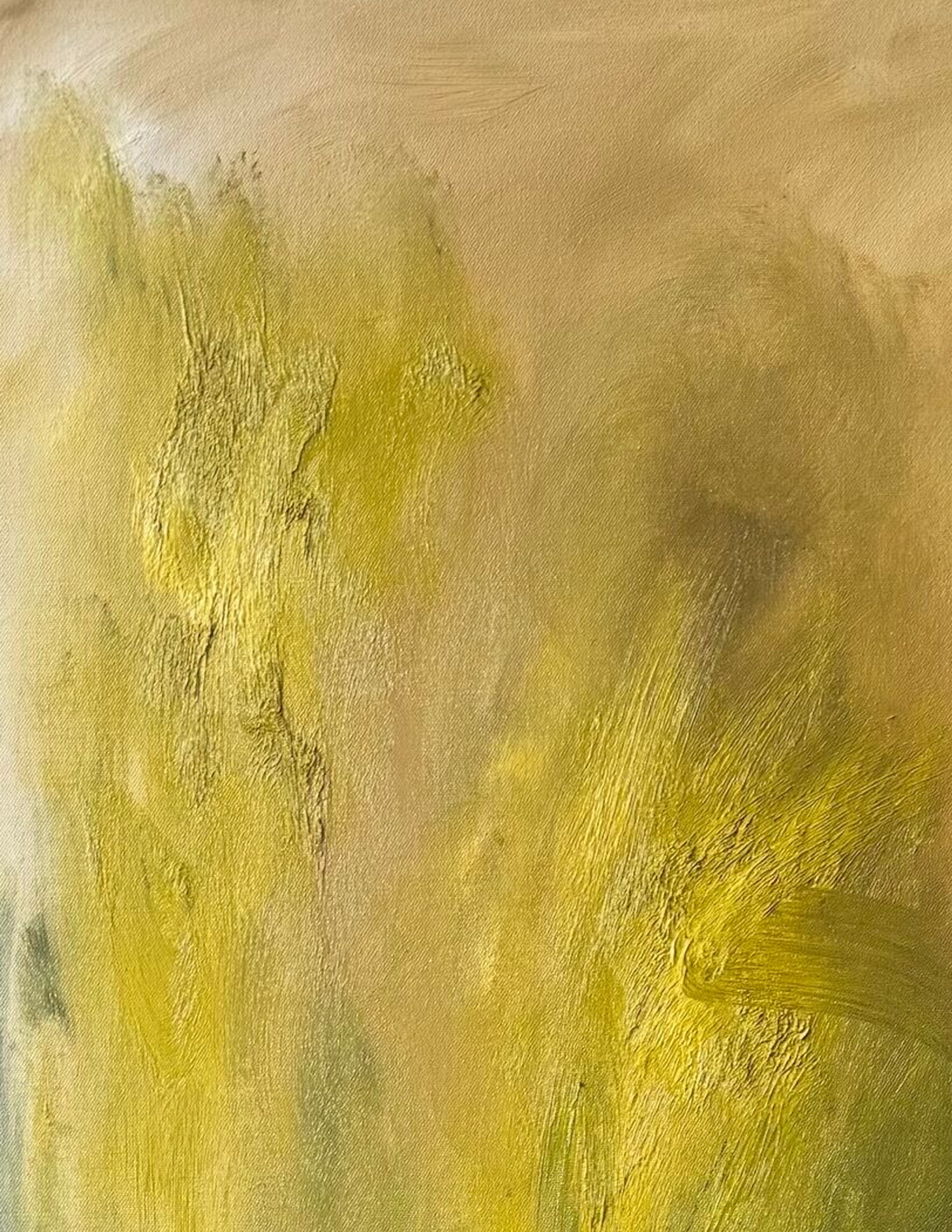 Emergence close up — oil on canvas, 127 × 101 cm, 2026