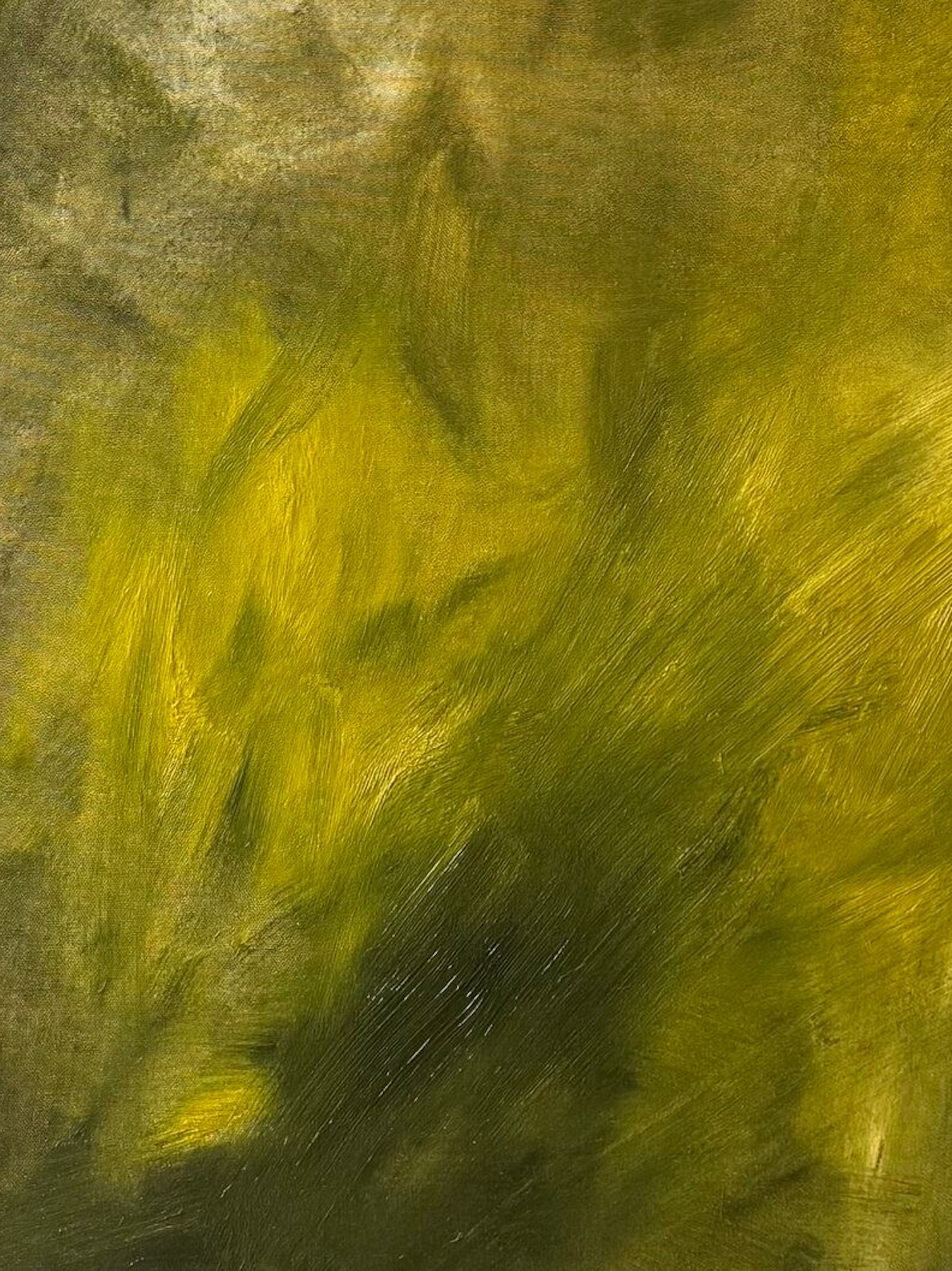 Emergence close up — oil on canvas, 127 × 101 cm, 2026