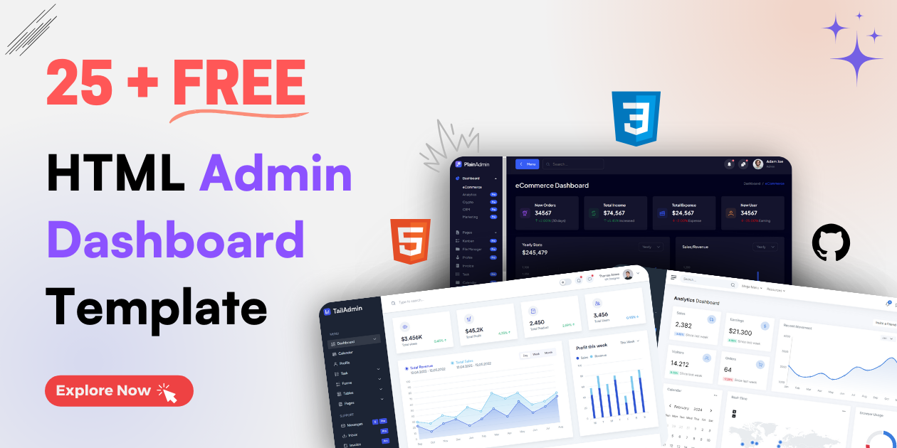 25+ Free HTML Admin & Dashboard Template Of 2024 | TailAdmin