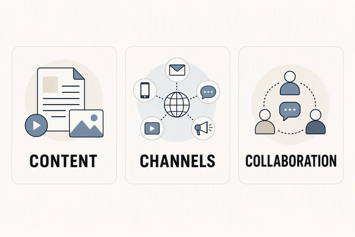 Compare the content workflow, the channels you need, and the collaboration model before choosing a plan. AI-generated infographic.